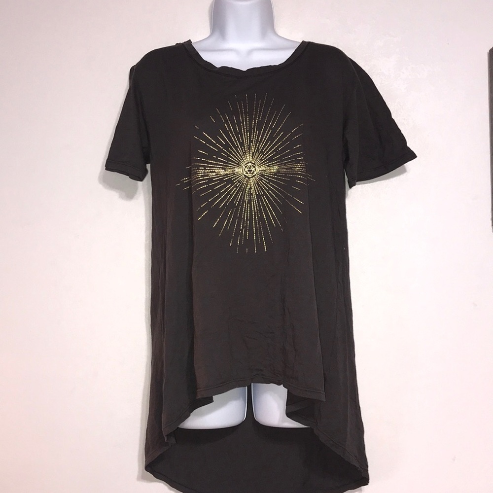 Sun & Shadow Gold Graphic Oversized Tee Grey Small